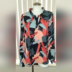 💲IT'S A SALE!! Stylish Women's Abstract Blouse in Coral & Black💲